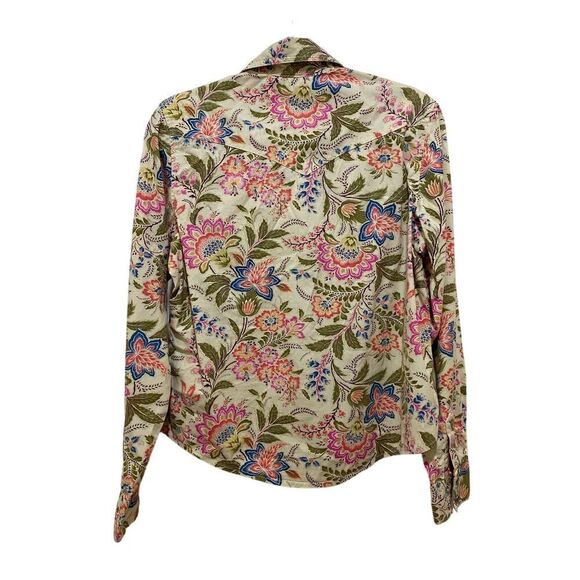 Rockies Western Boho Floral Snap Button Down Shirt Rodeo Cowgirl Multicolor - S - Picture 2 of 9